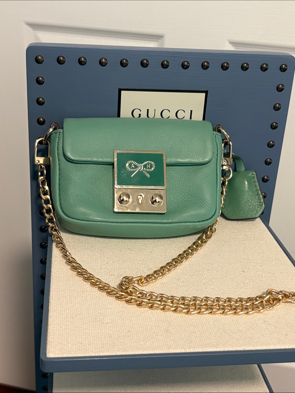 Anya Hindmarch Mini Green Purse With Chain Strap